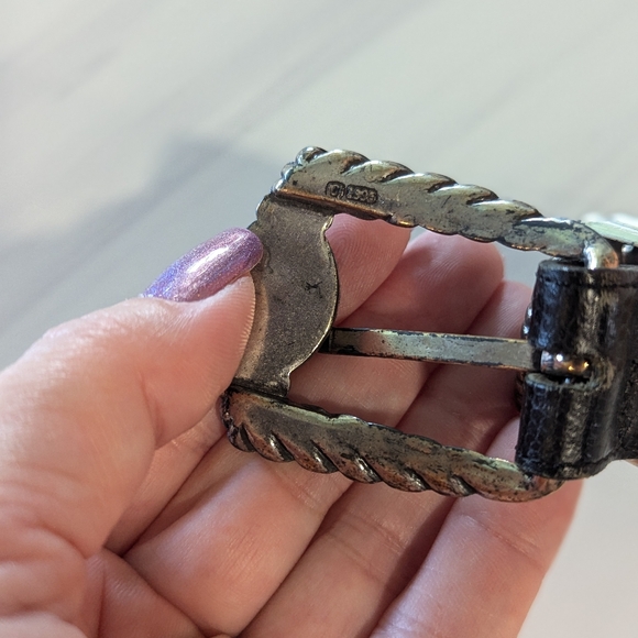 Vintage 90s Brighton Museum Belt XL Black Whimsigoth Coin Bohemian Leather - Picture 11 of 16